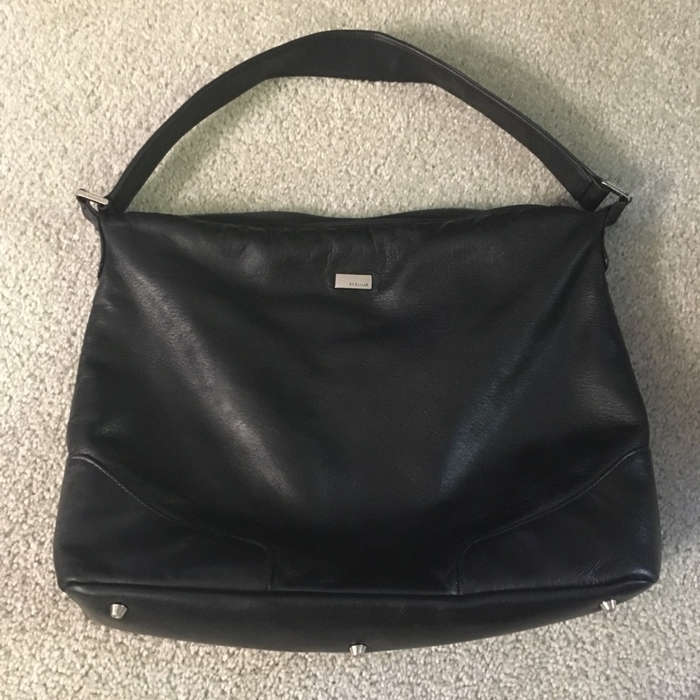 Vintage Black Leather Perlina Hobo Bag